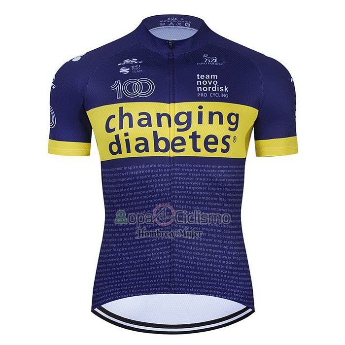 Novo Nordisk Ropa Ciclismo Culotte Corto 2021 Hombre Mangas Cortas Azul AMarillo